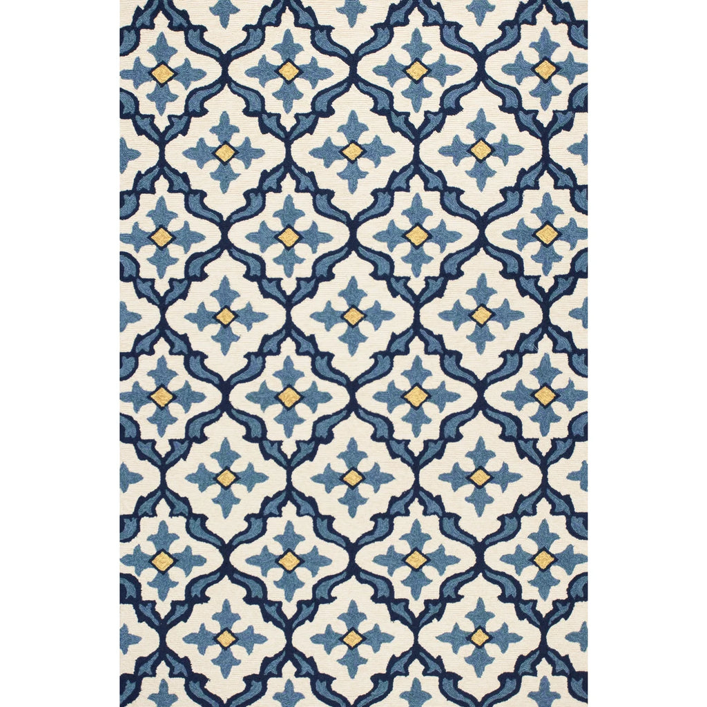 Outdoor Rugs - Ivory/Blue Mosaic