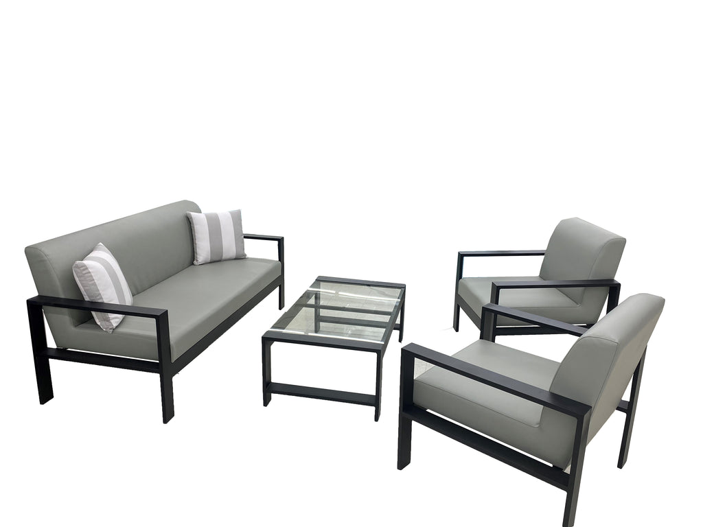 Five Points - 4 Piece Aluminum Set with Outdoor  Leather Cushions