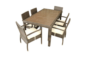 Clearance - 7 Piece Poly-Wood Top & Rattan Dining Table *FINAL SALE
