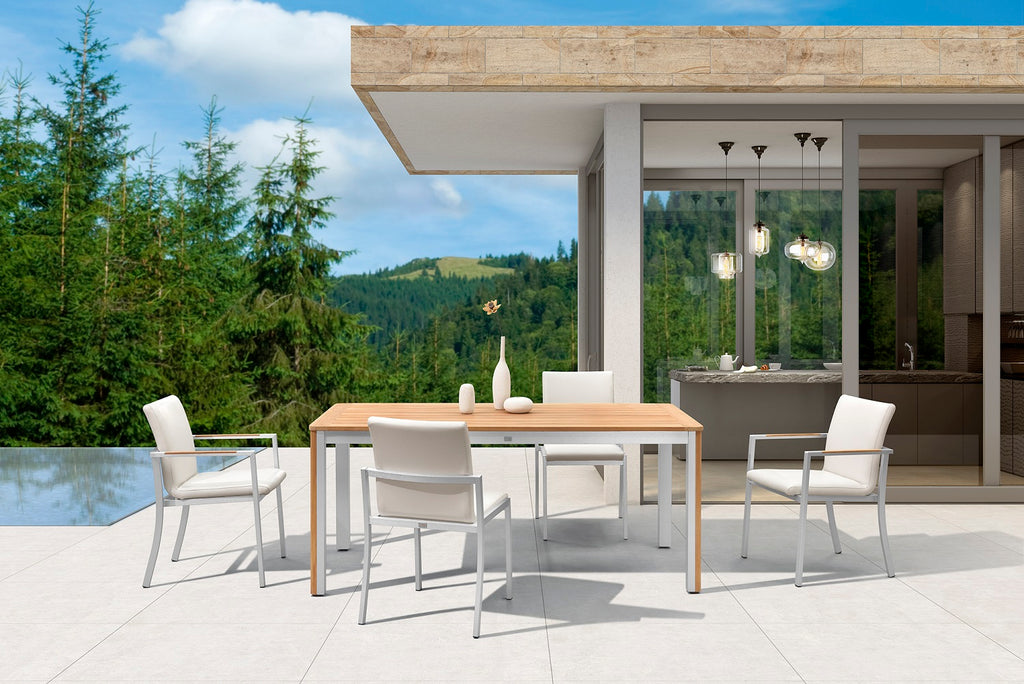Neptune - 7 pc Teak Dining Set w/ Outdoor Leather Chairs