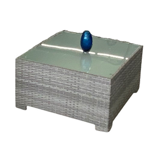 Square Outdoor Rattan Coffee Table - Frosted Glass