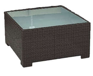 Square Outdoor Rattan Coffee Table - Frosted Glass