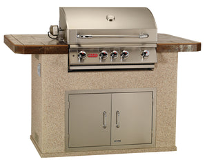 Shown with Stucco Rock 12 Base, Alchemy Copper Tile, Angus Grill Head, 30 inch Double Door